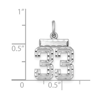 Sterling Silver Rhodium-plated Small #33 Charm