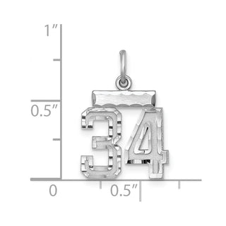 Sterling Silver Rhodium-plated Small #34 Charm