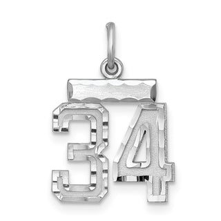 Sterling Silver Rhodium-plated Small #34 Charm