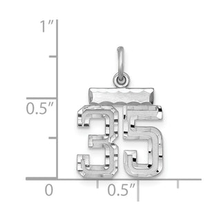 Sterling Silver Rhodium-plated Small #35 Charm