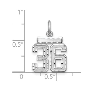 Sterling Silver Rhodium-plated Small #36 Charm