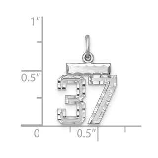 Sterling Silver Rhodium-plated Small #37 Charm