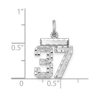 Sterling Silver Rhodium-plated Small #37 Charm