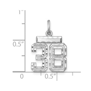 Sterling Silver Rhodium-plated Small #38 Charm