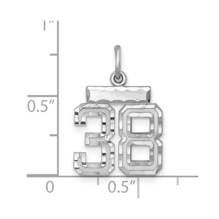 Sterling Silver Rhodium-plated Small #38 Charm