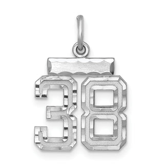 Sterling Silver Rhodium-plated Small #38 Charm