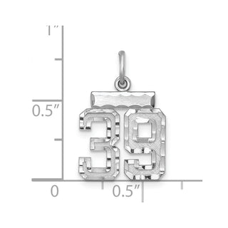 Sterling Silver Rhodium-plated Small #39 Charm