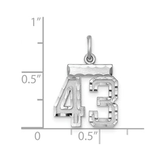 Sterling Silver Rhodium-plated Small #43 Charm