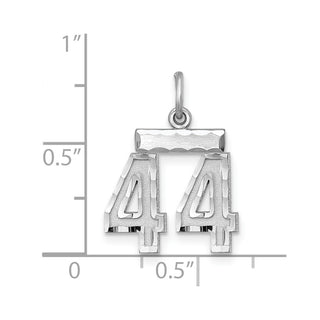 Sterling Silver Rhodium-plated Small #44 Charm