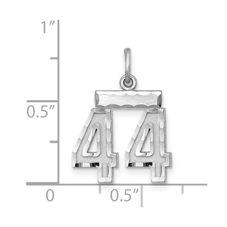 Sterling Silver Rhodium-plated Small #44 Charm