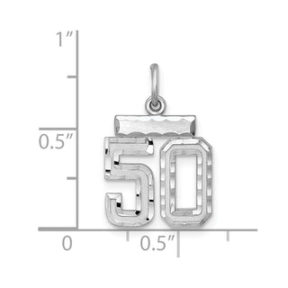 Sterling Silver Rhodium-plated Small #50 Charm