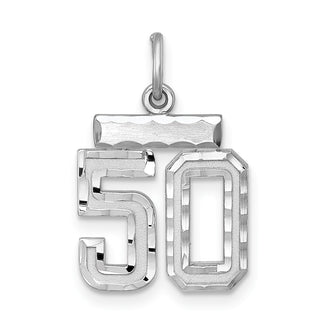 Sterling Silver Rhodium-plated Small #50 Charm