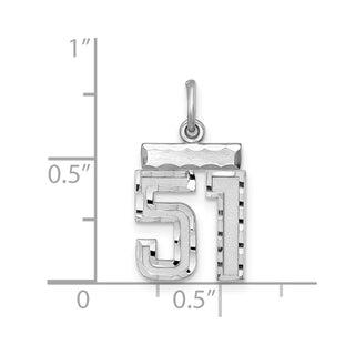 Sterling Silver Rhodium-plated Small #51 Charm