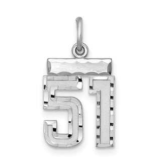 Sterling Silver Rhodium-plated Small #51 Charm