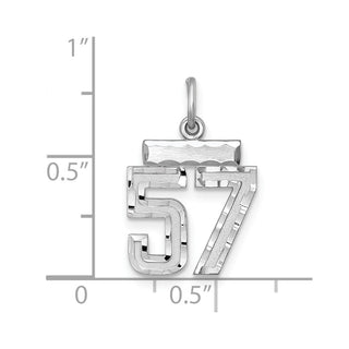 Sterling Silver Rhodium-plated Small #57 Charm
