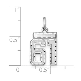 Sterling Silver Rhodium-plated Small #61 Charm