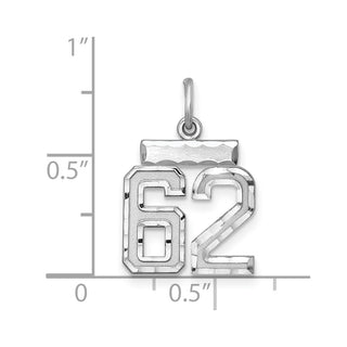 Sterling Silver Rhodium-plated Small #62 Charm