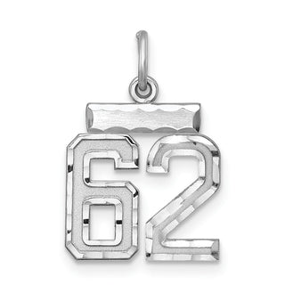 Sterling Silver Rhodium-plated Small #62 Charm
