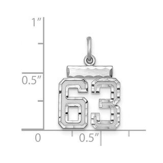 Sterling Silver Rhodium-plated Small #63 Charm