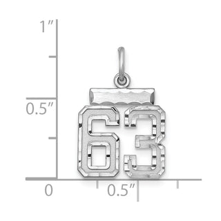 Sterling Silver Rhodium-plated Small #63 Charm