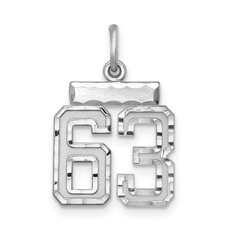 Sterling Silver Rhodium-plated Small #63 Charm