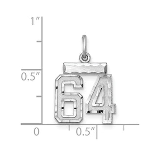 Sterling Silver Rhodium-plated Small #64 Charm