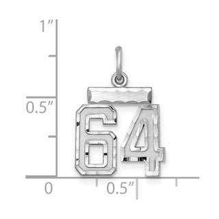 Sterling Silver Rhodium-plated Small #64 Charm
