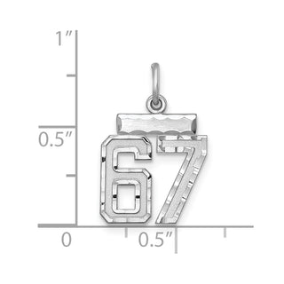 Sterling Silver Rhodium-plated Small #67 Charm