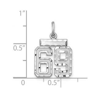 Sterling Silver Rhodium-plated Small #69 Charm