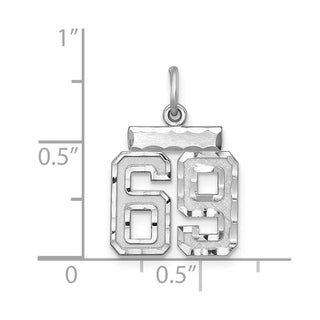 Sterling Silver Rhodium-plated Small #69 Charm