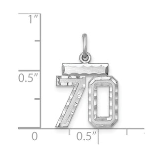 Sterling Silver Rhodium-plated Small #70 Charm