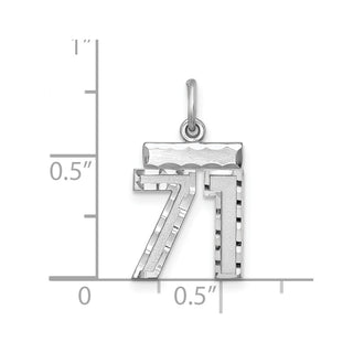 Sterling Silver Rhodium-plated Small #71 Charm