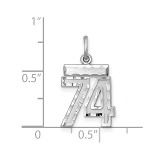 Sterling Silver Rhodium-plated Small #74 Charm