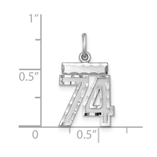 Sterling Silver Rhodium-plated Small #74 Charm