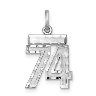 Sterling Silver Rhodium-plated Small #74 Charm