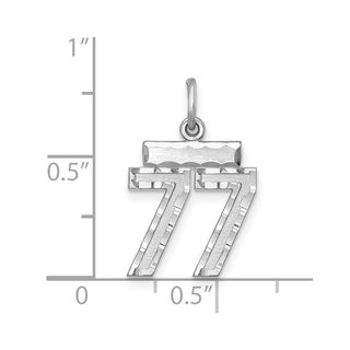 Sterling Silver Rhodium-plated Small #77 Charm