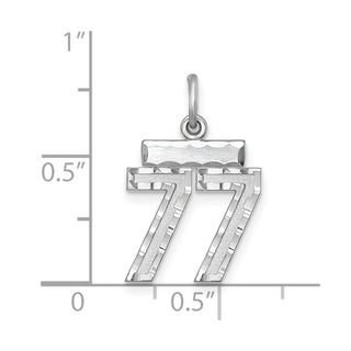 Sterling Silver Rhodium-plated Small #77 Charm