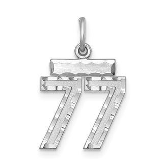 Sterling Silver Rhodium-plated Small #77 Charm