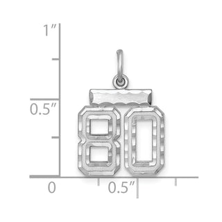 Sterling Silver Rhodium-plated Small #80 Charm