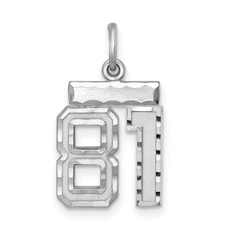 Sterling Silver Rhodium-plated Small #81 Charm