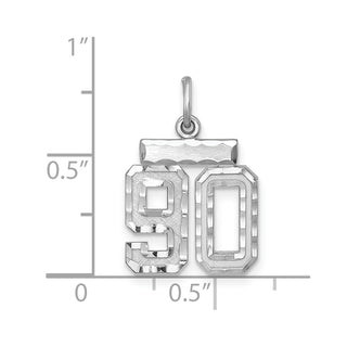 Sterling Silver Rhodium-plated Small #90 Charm
