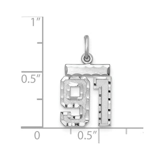 Sterling Silver Rhodium-plated Small #91 Charm