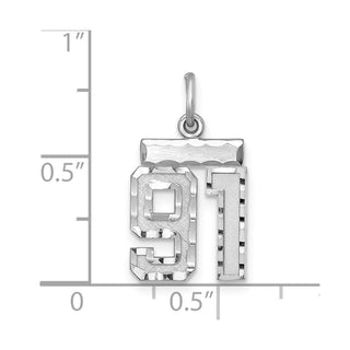 Sterling Silver Rhodium-plated Small #91 Charm