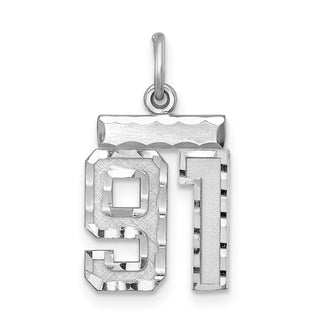 Sterling Silver Rhodium-plated Small #91 Charm
