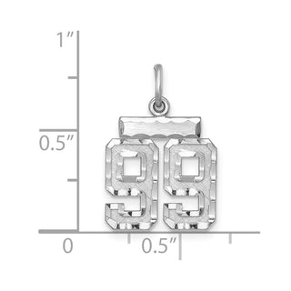 Sterling Silver Rhodium-plated Small #99 Charm