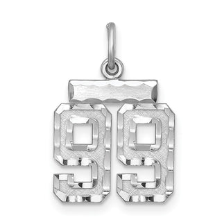 Sterling Silver Rhodium-plated Small #99 Charm