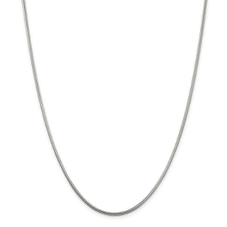 24" Sterling Silver 2mm Round Snake Chain Necklace