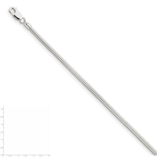 7" Sterling Silver 2.5mm Round Snake Chain Bracelet
