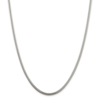 24" Sterling Silver 3mm Round Snake Chain Necklace