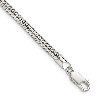 7" Sterling Silver 4mm Round Snake Chain Bracelet